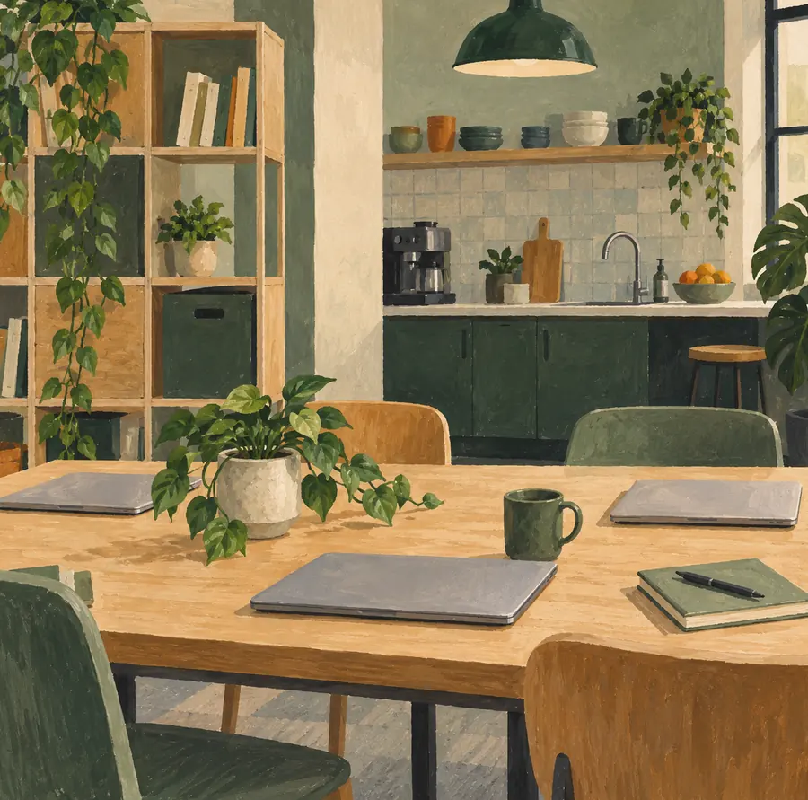 Illustration of workspace businesses equipment and workspace